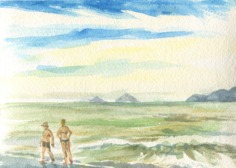 Obraz na płótnie Canvas people on the beach etude