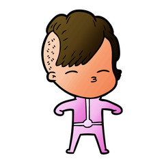 cartoon girl wearing futuristic clothes