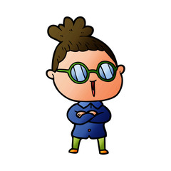 cartoon woman wearing spectacles