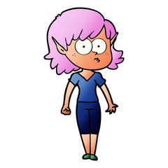 cartoon elf girl staring