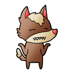 cartoon wolf showing teeth