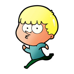 cartoon curious boy running