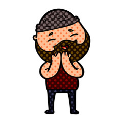 cartoon happy bearded man
