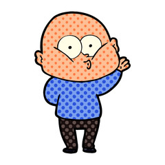 cartoon bald man staring