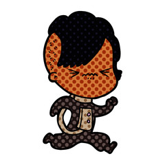 cartoon annoyed hipster girl wearing space suit