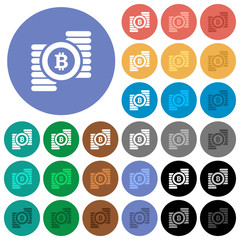 Bitcoins round flat multi colored icons
