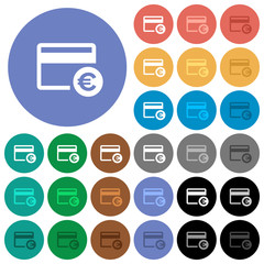 Euro credit card round flat multi colored icons