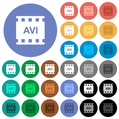 AVI movie format round flat multi colored icons