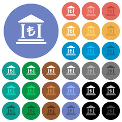 Turkish Lira bank office round flat multi colored icons
