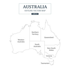 Australia Map outline High Detail Separated all states Vector Illustration