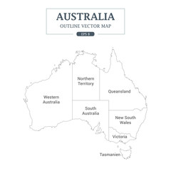 Fototapeta premium Australia Map outline High Detail Separated all states Vector Illustration