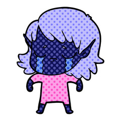 cartoon crying elf girl