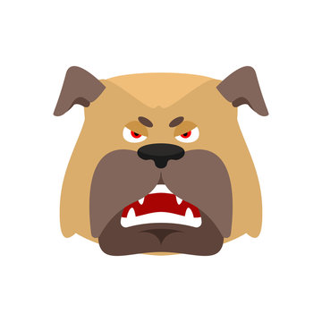 Dog angry emoji. Pet evil emotions avatar. bulldog aggressive. Vector illustration