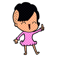 cartoon happy hipster girl