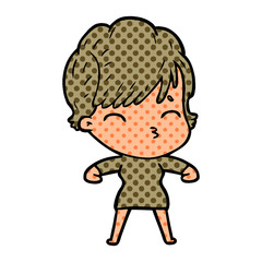 cartoon woman thinking