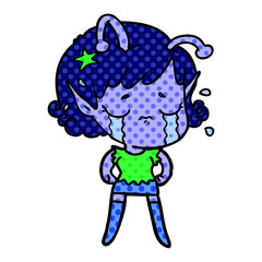 cartoon crying alien girl