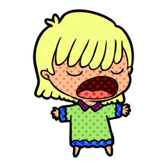 cartoon woman talking loudly