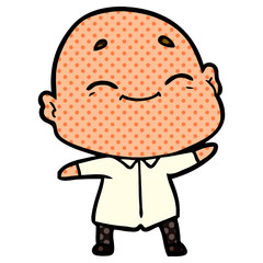 happy cartoon bald man