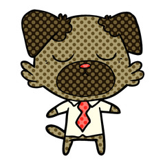 cute cartoon dog wearing office shirt
