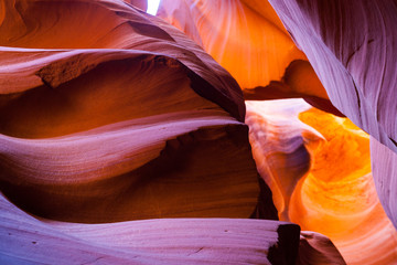 Lower Antelope Sandstone Beauty. Colorful red and orange sandstone formations inside lower antelope canyon, Arizona - 186720448