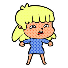 cartoon worried woman