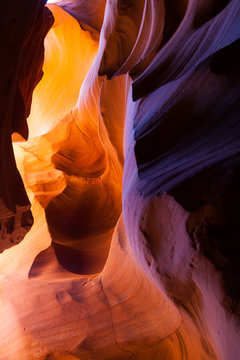 Lower Antelope Sandstone Beauty. Colorful red and orange sandstone formations inside lower antelope canyon, Arizona
