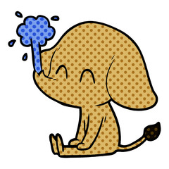 cute cartoon elephant spouting water