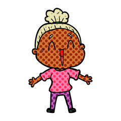 cartoon happy old lady