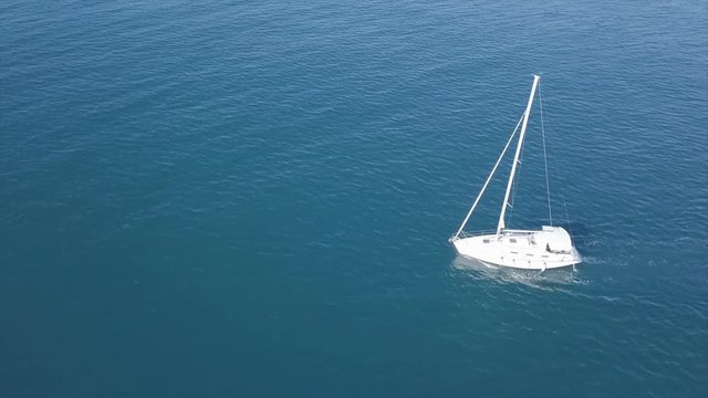 sail boat aerial view shot from 4k drone