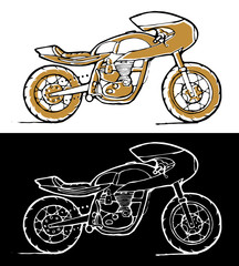 Moto bike icon. Cafe racer. 
