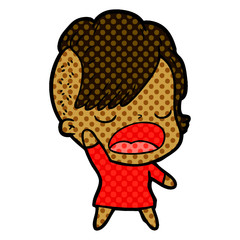 cartoon cool hipster girl talking