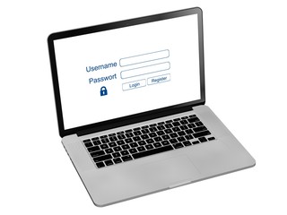 Passwort Login  Computer security or safety concept on a Laptop