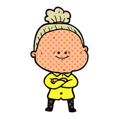 cartoon happy old woman