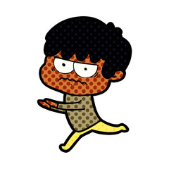 annoyed cartoon boy