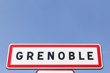 Fototapeta premium Grenoble city road sign in France