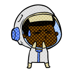 Obraz premium cartoon stressed astronaut