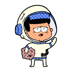 cartoon tired astronaut