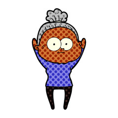 cartoon happy old woman