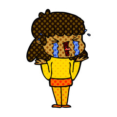 cartoon woman in tears
