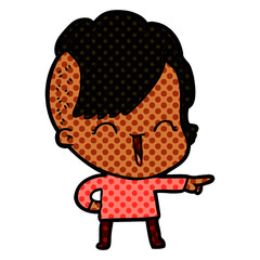 cartoon happy hipster girl