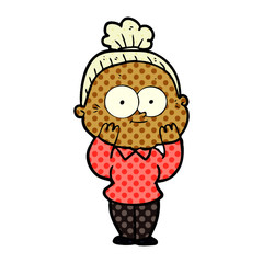 cartoon happy old woman