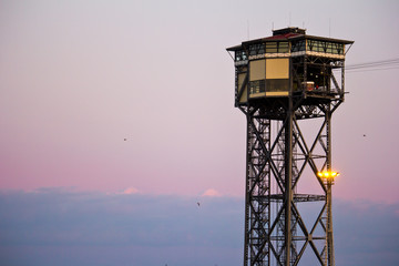 tower Jaume 1 and teleferic in Barcelona, Spain, Catalonia