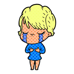 cartoon woman crying