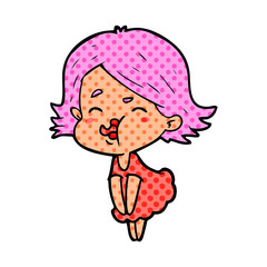 cartoon girl pulling face