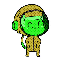 happy cartoon astronaut man