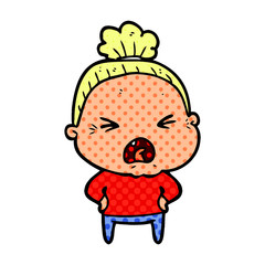 cartoon angry old woman