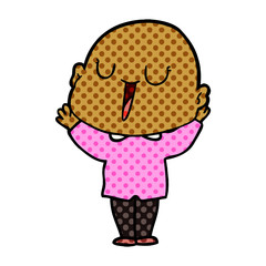 happy cartoon bald man