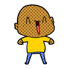 happy cartoon bald man