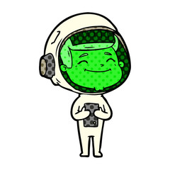 happy cartoon astronaut