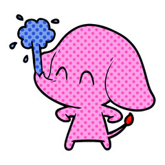 cute cartoon elephant spouting water